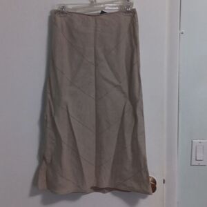 Midi - lined - linen skirt - tan color